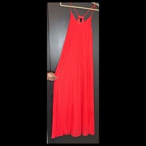 Hot Coral Spaghetti Strap Maxi Dress sz Med